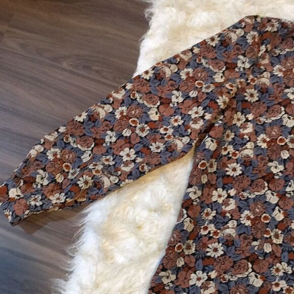 HENRY LEE SILKY SHEEN TIE NECK BUTTON UP BLOUSE - Picture 11 of 11